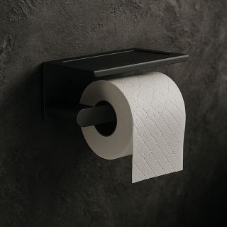 Держатель для туалетной бумаги с полочкой Knotlor PH102BL, черный